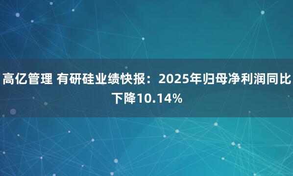 高亿管理 有研硅业绩快报：2025年归母净利润同比下降10.14%