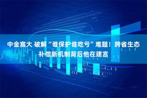 中金宸大 破解“谁保护谁吃亏”难题！跨省生态补偿新机制背后他在建言